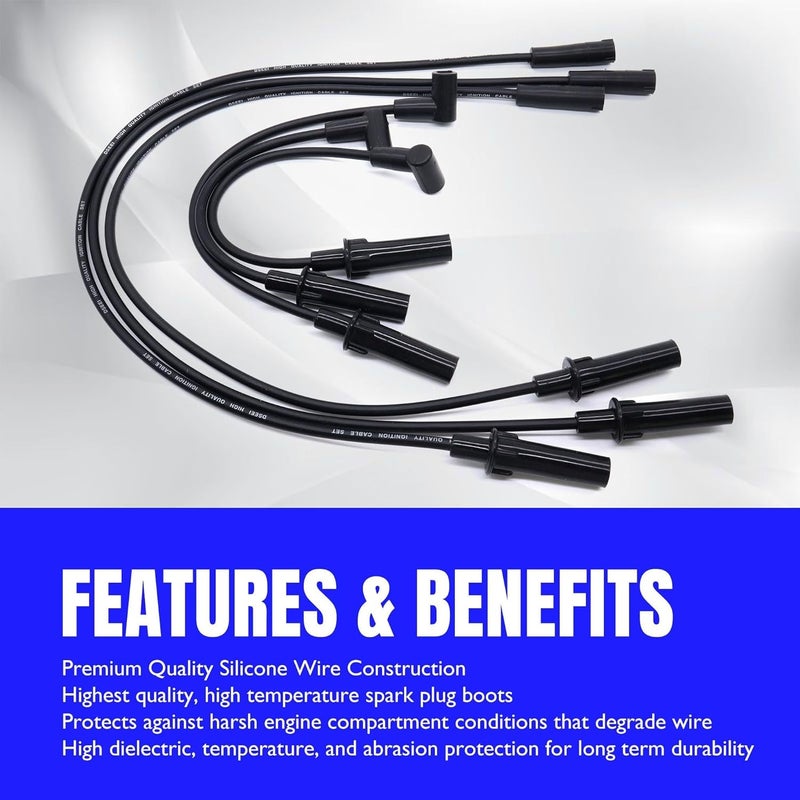 OXCANO 7733 Ignition Spark Plug Wires Set of 6 Compatible with Jeep Wrangler 2007 2008 2009 2010 2011 V6 3.8L Replacement for 68017712AB - Image 2